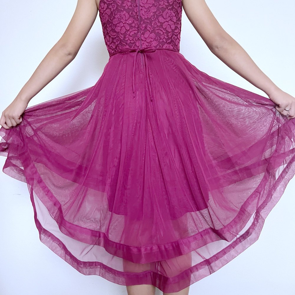 Maroon Halter Flowy Dress